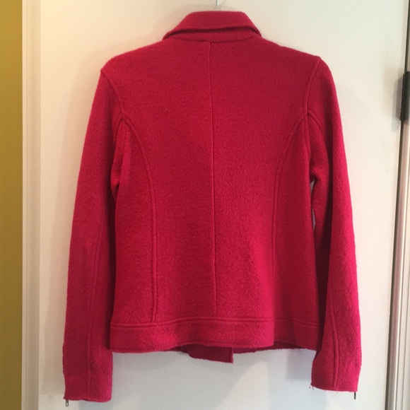 Tahari hot pink wool boucle moto style jacket - Picture 7 of 12